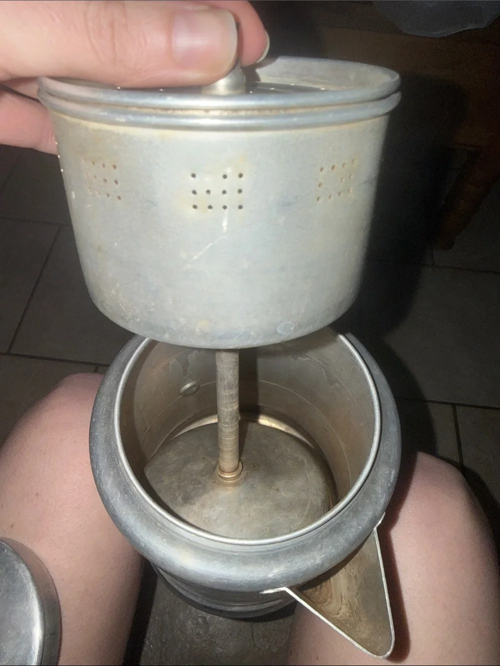 Vintage Comet Aluminum Coffee Percolator with Black Handle - Silver